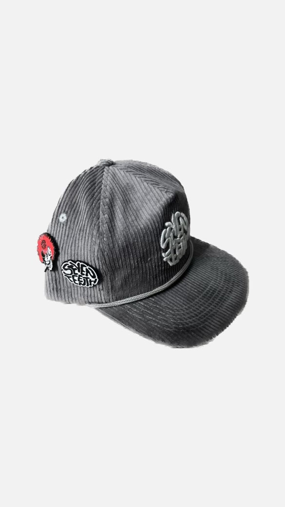 Seventeenth Corduroy Snapback (Grey/White)